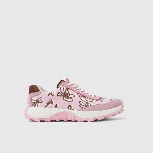 Image of Side view of Drift Trail VIBRAM Multicolor Recycled PET and Nubuck Women's Sneakers.
