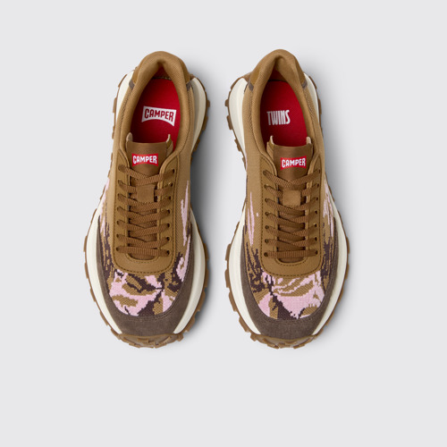 Overhead view of Twins Multicolor Recycled PET and Leather Sneakers for Women.