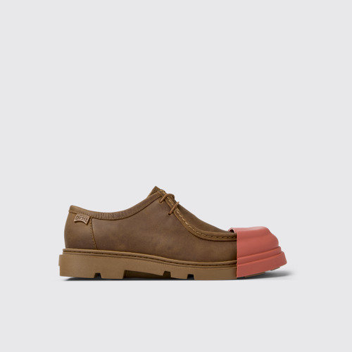Image of Side view of Junction Brown Regenerative Leather Shoes for Women.