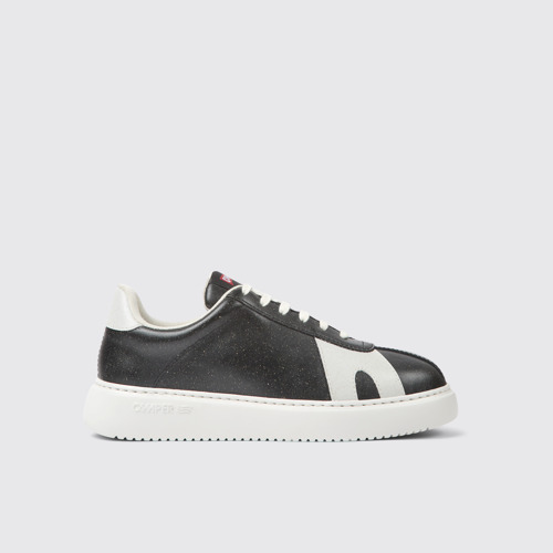 Side view of Runner K21 MIRUM® Black and white sneakers for women