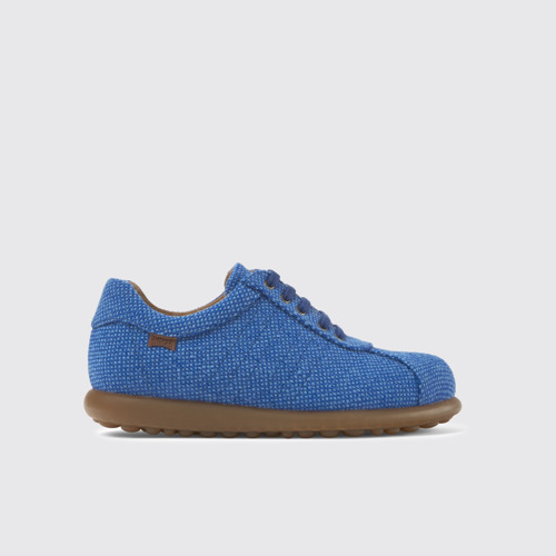 Side view of Pelotas Blue wool and viscose sneakers