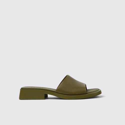 Side view of Dana Green Leather Slide for Women