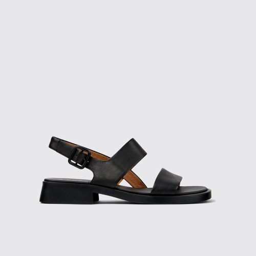 Side view of Dana Black Leather Sandals for Women.