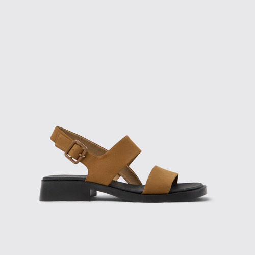 Image of Side view of Dana Brown Nubuck Sandals for Women.