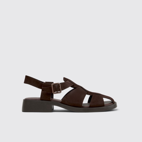 Side view of Dana Brown Suede Sandals for Women.