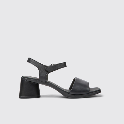 Kiara Sandalias negras de piel para mujer