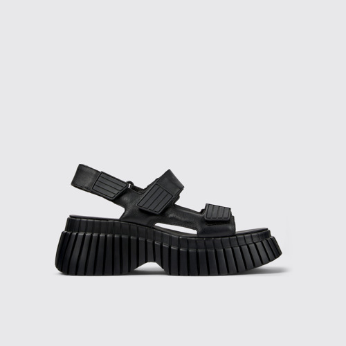 Image of BCN Sandalias de piel negra para mujer.