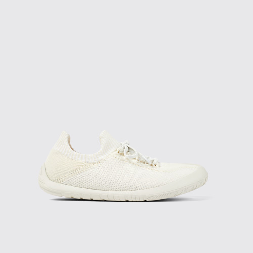 Image of Side view of Peu Path White Textile Sneaker for Women