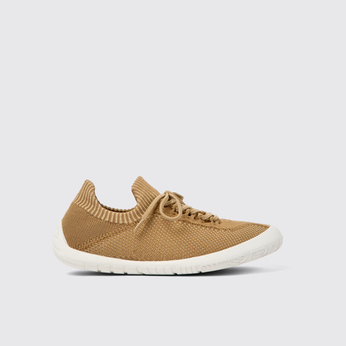 Image of Side view of Peu Path Brown Textile Sneaker for Women