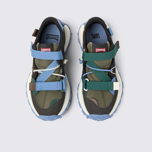 Overhead view of Twins Multicolored textile and nubuck sneakers for women