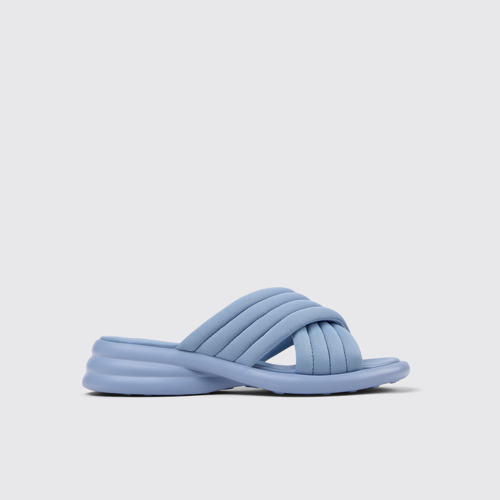 Image of Side view of Spiro Blue Textile Cross-strap Sandal for Women