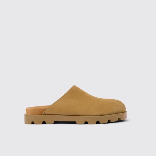 Image of Side view of Brutus Sandal Brown Nubuck Clog for Women