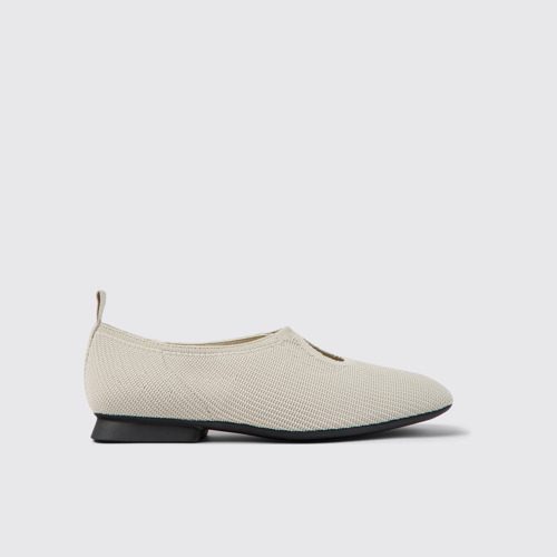 Side view of Casi Myra Gray one-piece knit ballerinas for women
