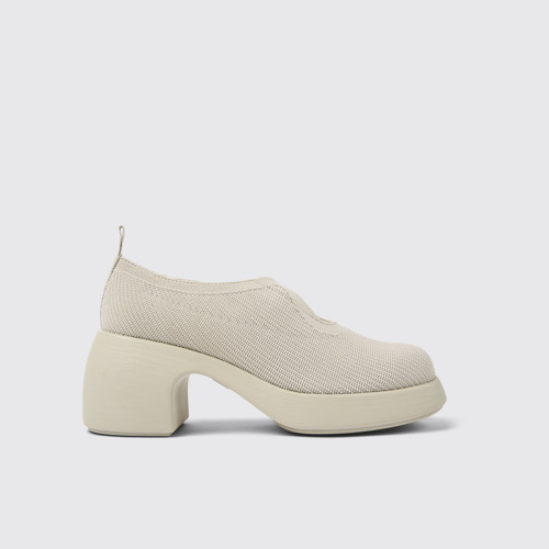 Image of Side view of Thelma Gray one-piece knit shoes for women
