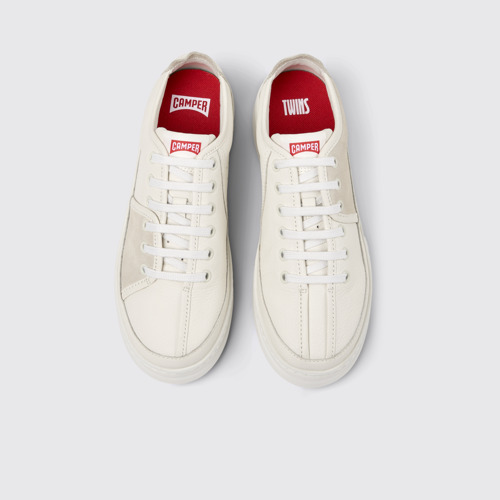 Twins Baskets grises en cuir et nubuck pour femme.