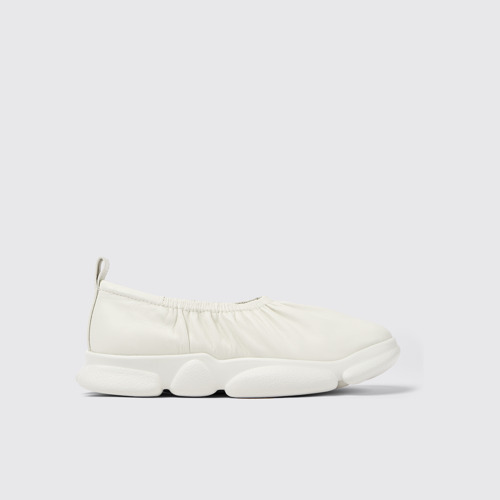Image of Side view of Karst White Leather Women's Shoe.