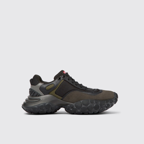 Image of Side view of Pelotas Mars Black textile and nubuck sneakers for women