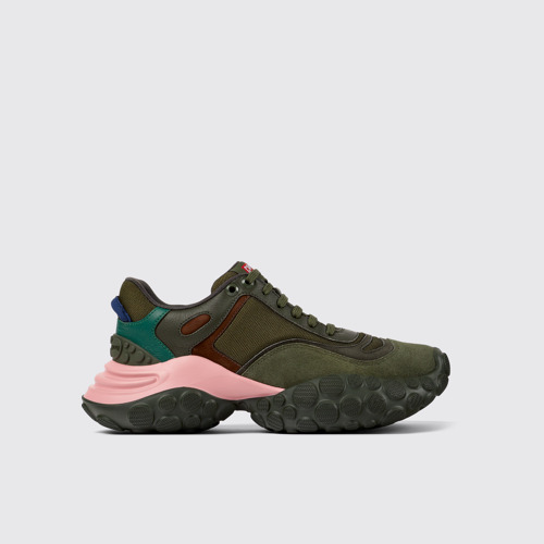 Side view of Pelotas Mars Multicolored textile and nubuck sneakers for women