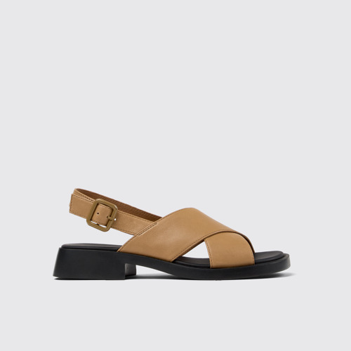 Dana Braune Damensandalen aus Leder mit Kreuzriemen