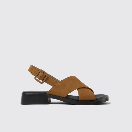 Image of Dana Sandalias de nobuk marrón para mujer.