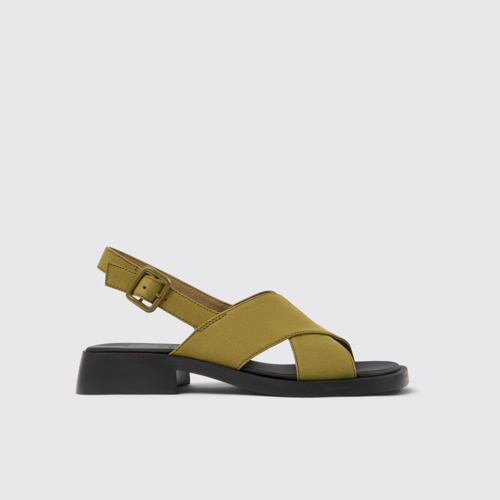 Image of Side view of Dana Green Nubuck Sandals for Women.
