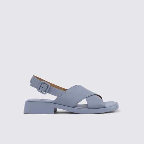 Side view of Dana Blue Leather Sandals for Women.