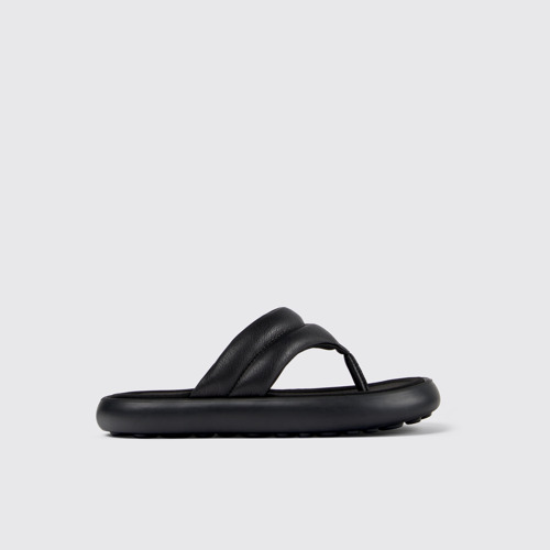 Image of Pelotas Flota Chancla de piel negra para mujer