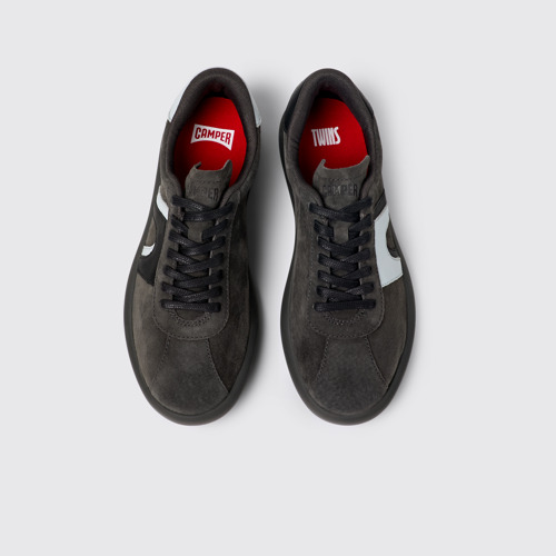 Image of Overhead view of Twins Gray-black Nubuck/Leather Sneaker for Women