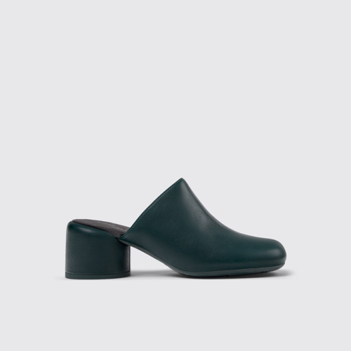 Image of Side view of Niki Green Leather Clogs for Women