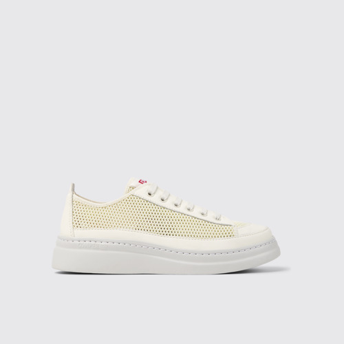 Image of Side view of Runner Multicolor Lyocell Mesh and Leather Sneakers for Women.