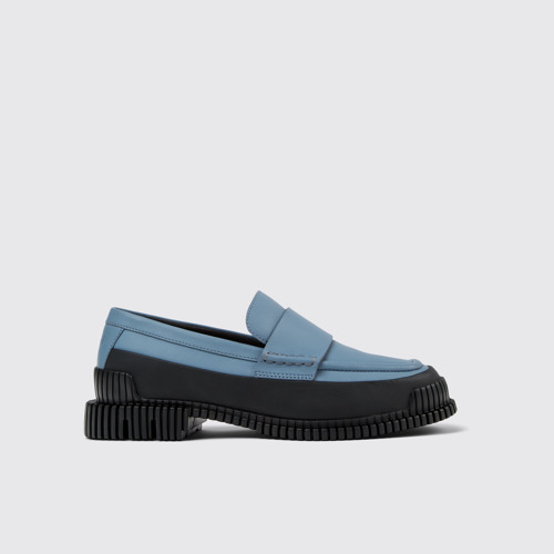 Image of Side view of Pix Gray and Black Leather Loafer for Women