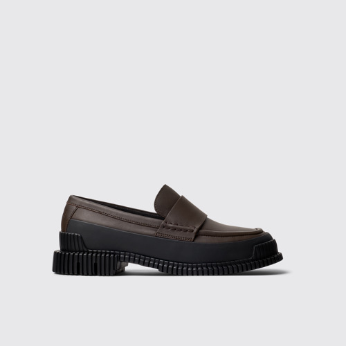 Image of Pix Mocasín de piel café y negra para mujer