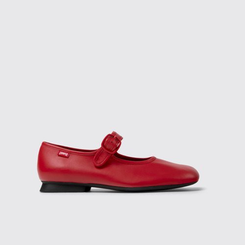 Casi Myra Ballerines en cuir rouge Pour femme.