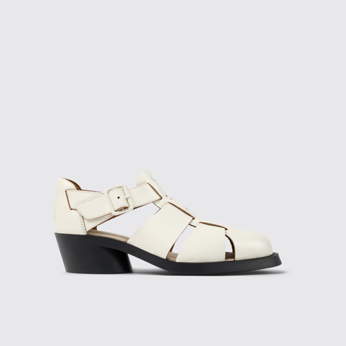 Side view of Bonnie White Leather Sandal for Women