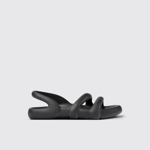 Image of Side view of Kobarah Flat Black XL EXTRALIGHT® Sandals for Women.