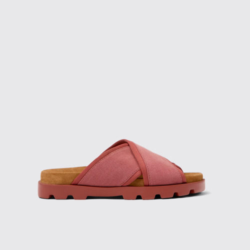 Side view of Brutus Sandal Red Textile Cross-strap Sandal for Women