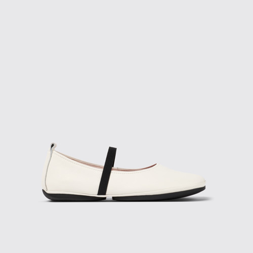 Image of Side view of Right White Leather Mary Jane for Women