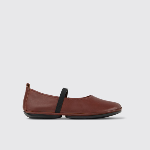 Side view of Right Red Leather Women's Shoes.