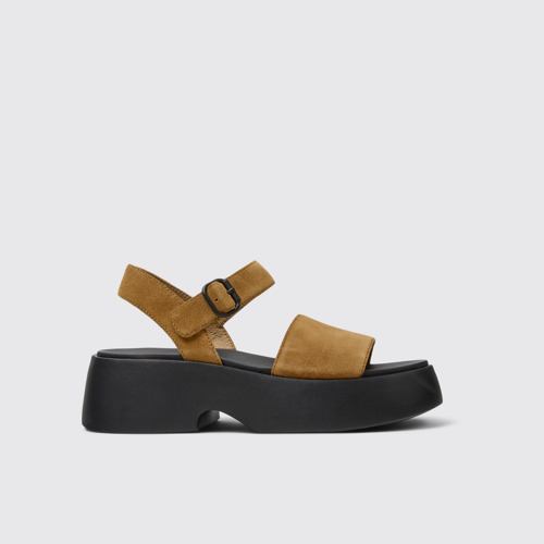 Image of Side view of Tasha Brown Nubuck Sandals for Women.