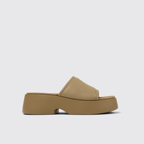 Image of Side view of Tasha Brown Leather Slide for Women