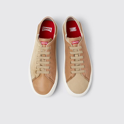 Image of Overhead view of Twins Multicolor Nubuck and Leather Sneakers for Women.