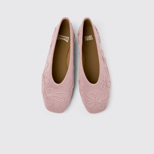 Image of Overhead view of Twins Pink textile ballerinas for women
