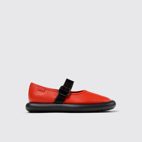 Image of Onda Merceditas de piel roja para mujer