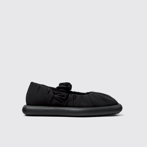 Image of Side view of Onda Black Recycled PET Ballerina for Women.