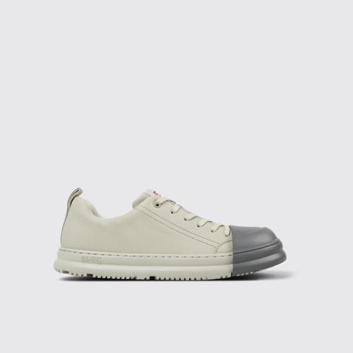 Image of Side view of Junction Runner Gray leather sneakers for women