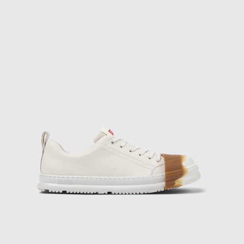 Side view of Junction Runner White Leather Women's Sneakers.