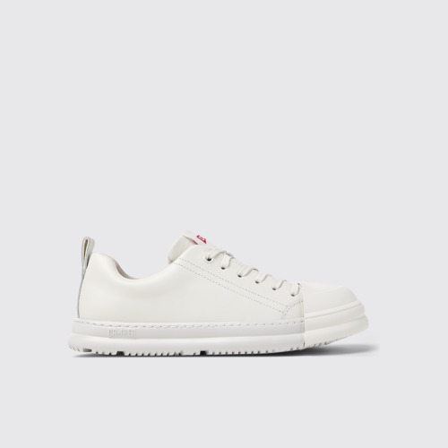 Side view of Junction Runner White Leather Sneakers for Women.