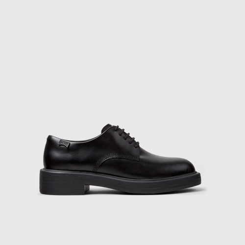 Image of Side view of Dean Black Leather Shoes for Women.