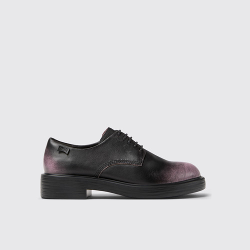 Image of Side view of Dean Black Leather Shoes for Women.