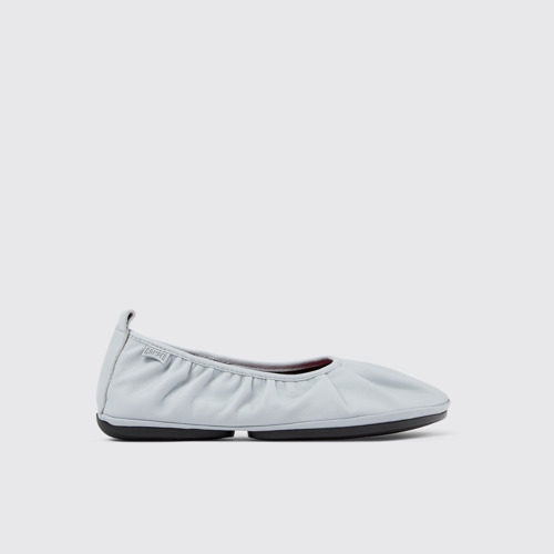 Side view of Right Gray Leather Ballerina for Women